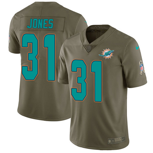 Nike Miami Dolphins 31 Byron Jones Olive Youth Stitched NFL Limited 2017 Salute To Service Jersey